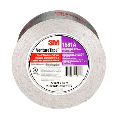3M VentureTape UL181A-P Foil Tape, 3 IN x 60 Yards, 1581-G076 7100043929